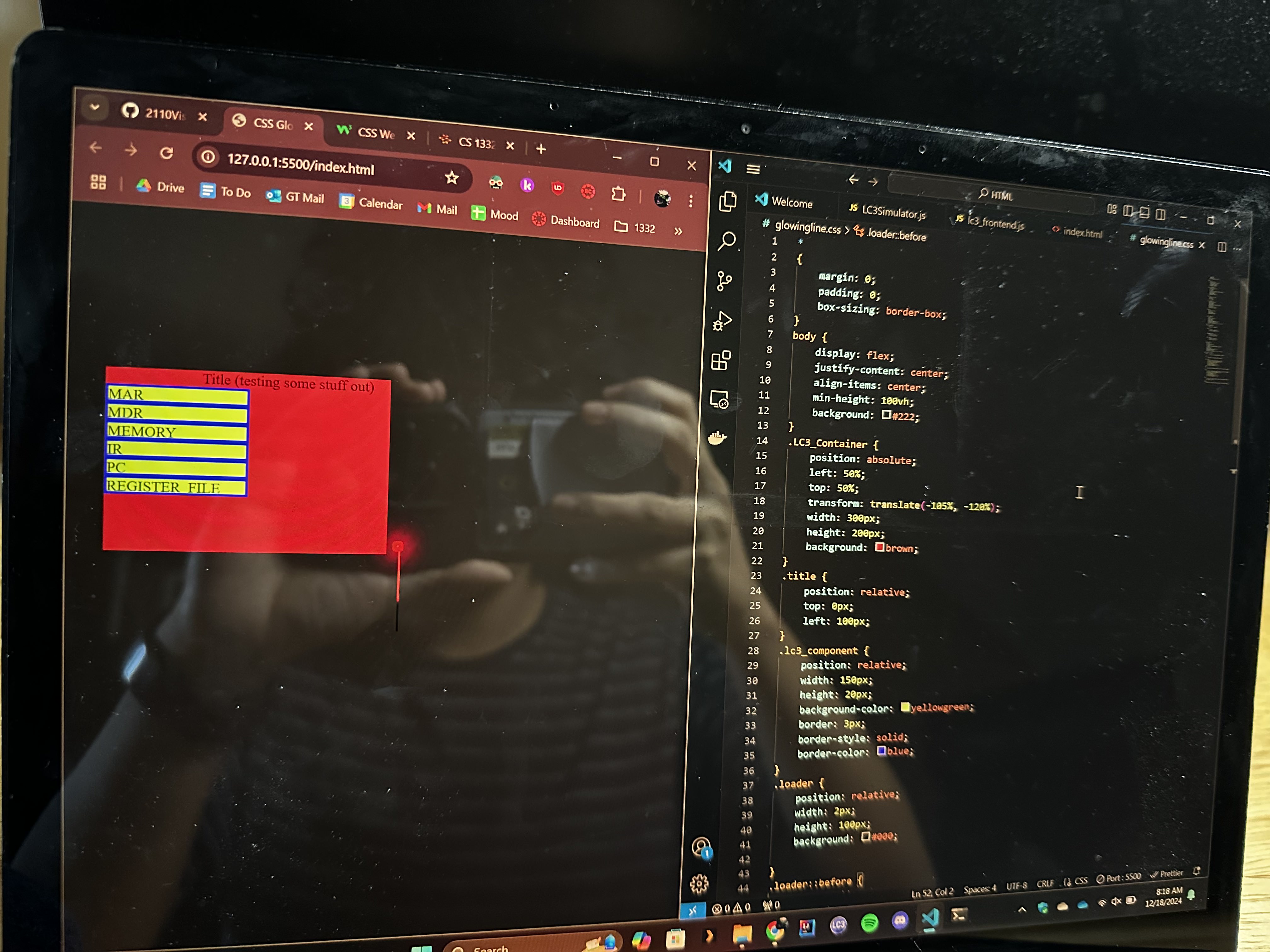 Early challenge screenshot while building the LC-3 visualizer