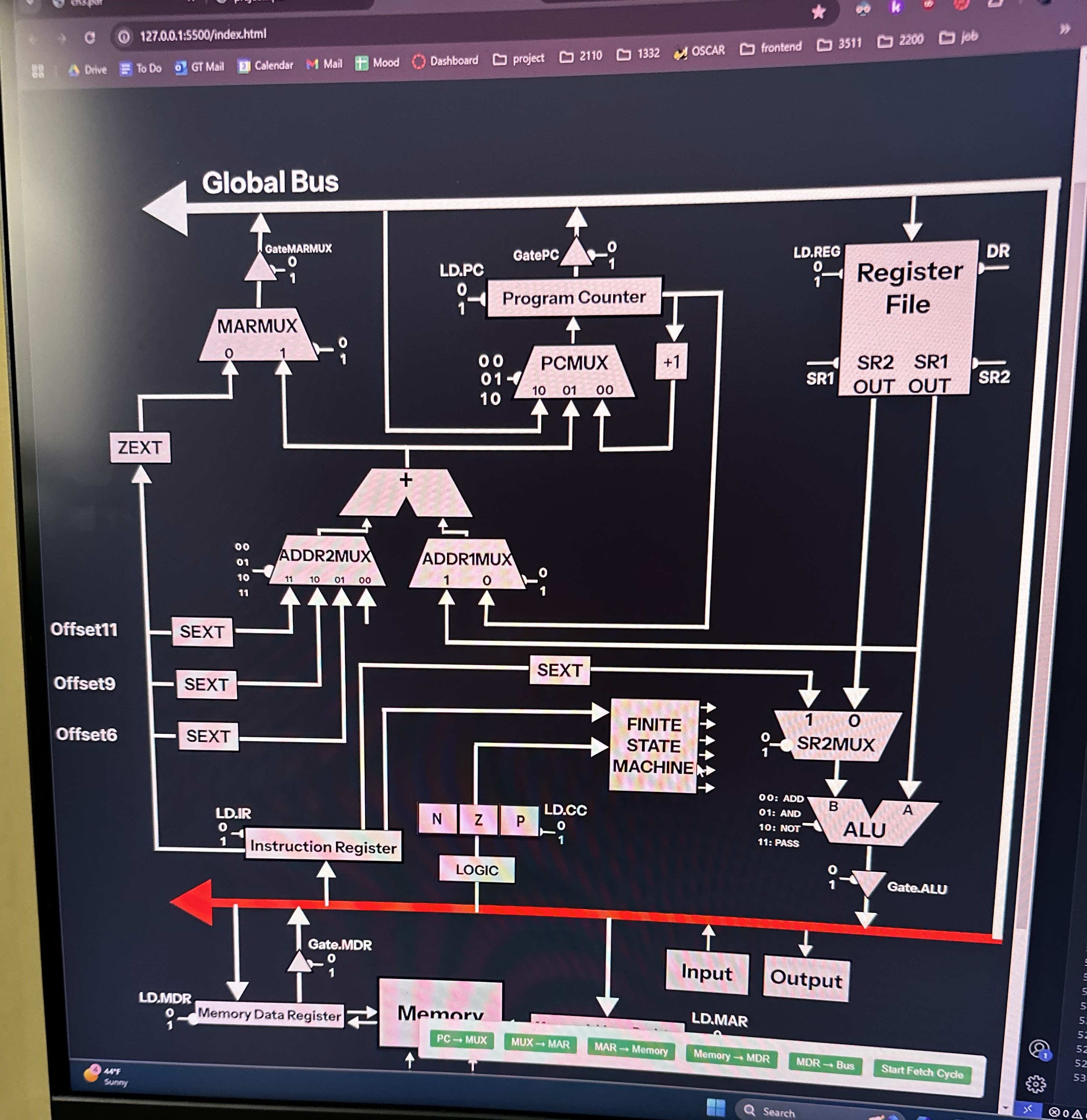MVP progress screenshot of the visualizer