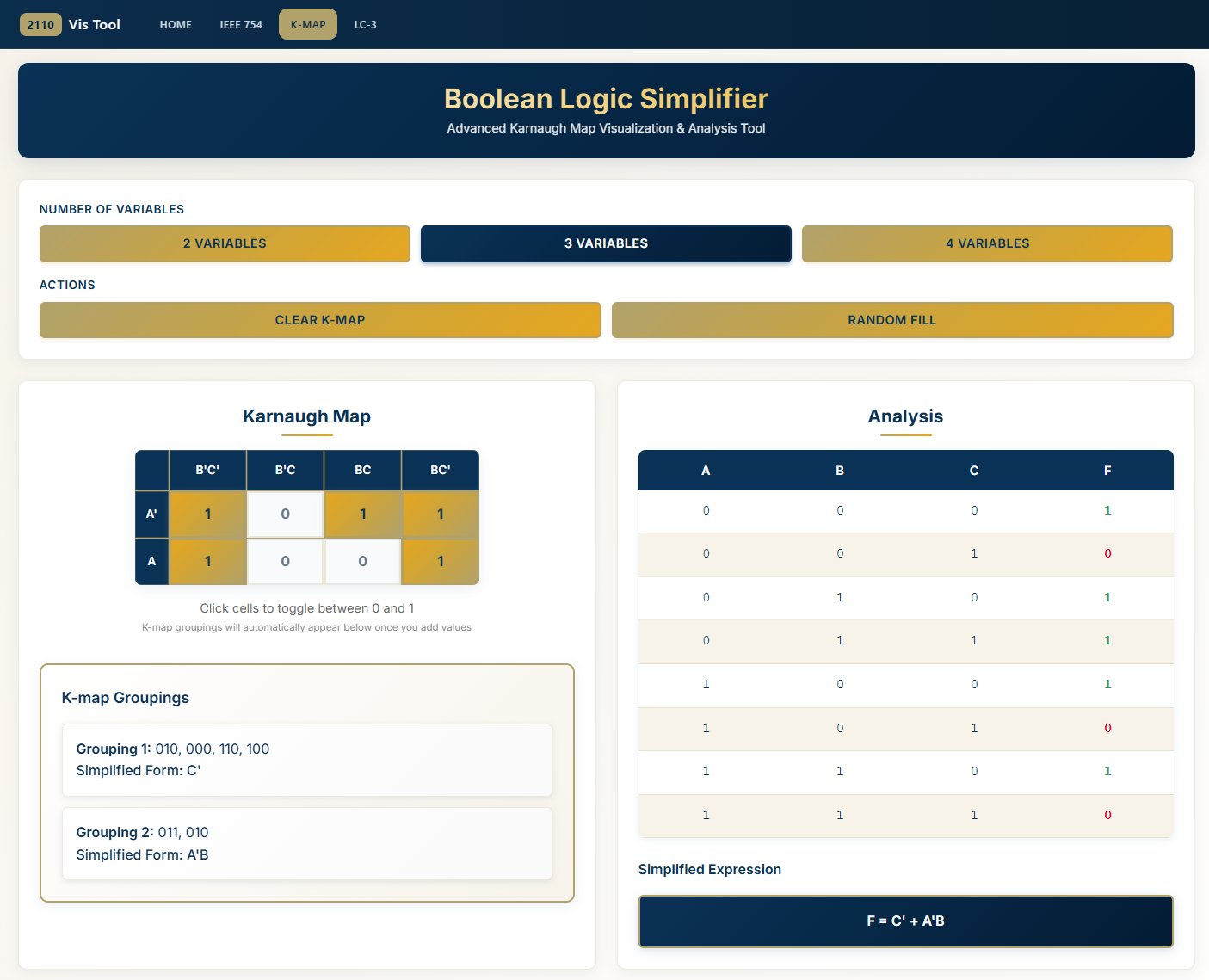 Karnaugh Map Module Screenshot